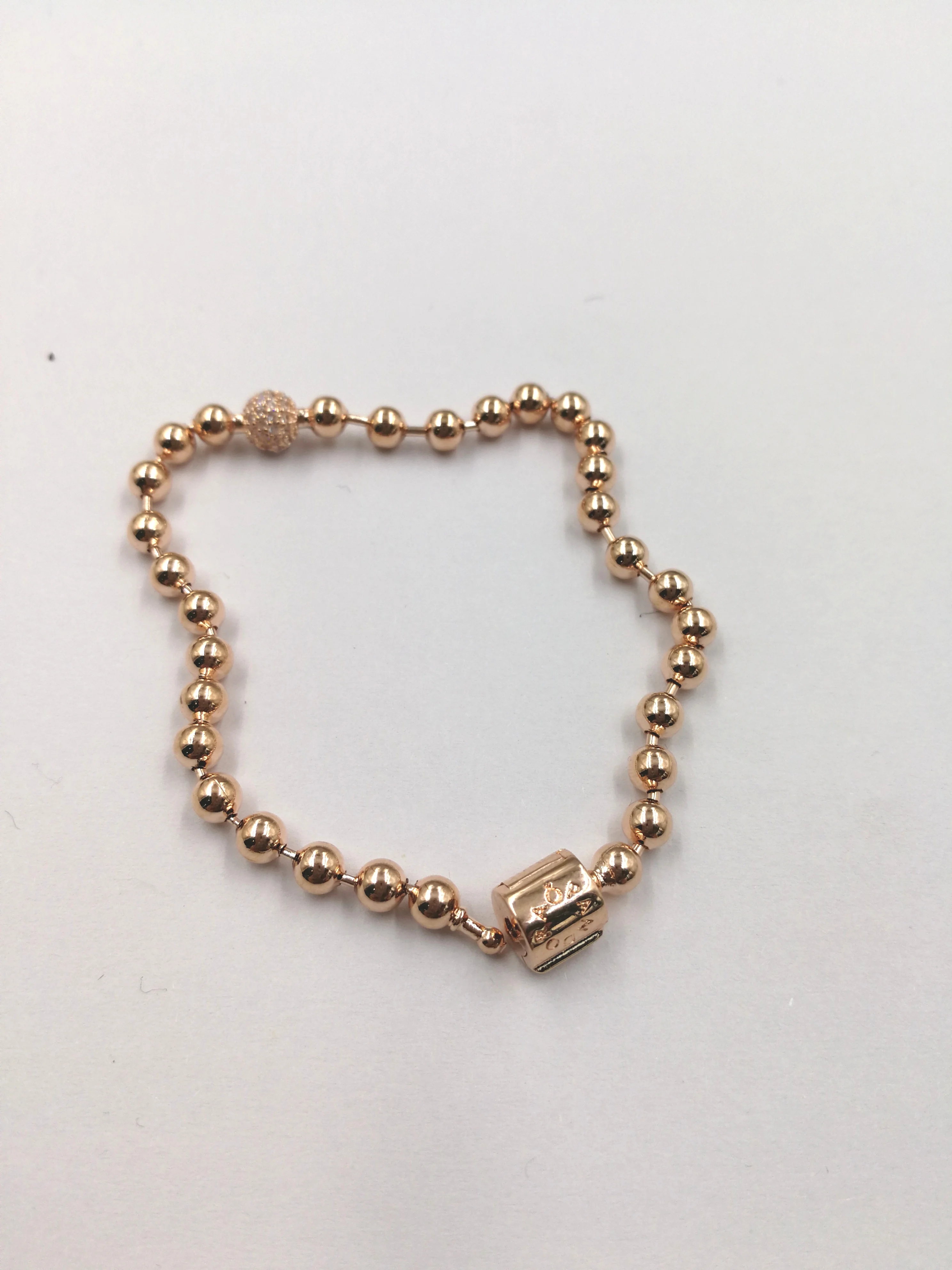 

PANDORA Rose Gold Beads And Pave Bracelet for Women Charm Gift