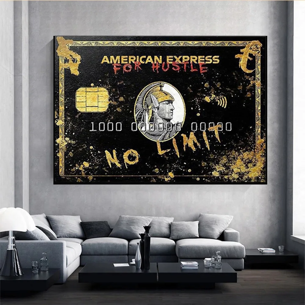 

Modern Bank Card Graffiti Art Canvas Painting American Express For Hustle No Limit Poster Print Wall Living Room Decor Cuadrosr