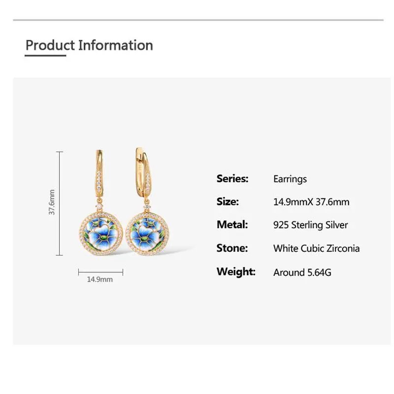 

Blue Flower Earrings With Sparkling Stones
