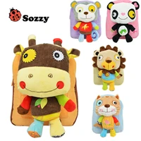 baby backpacks children schoolbags plush animal dolls deer lion tiger panda monkey toy kid shoulders snack bag