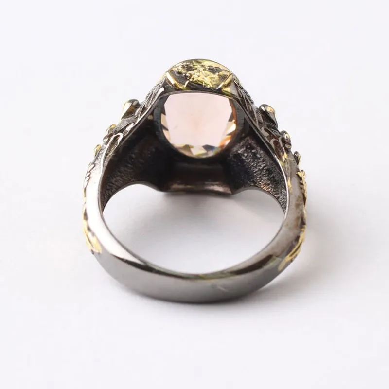 

Handmade Mens Silver Morganite Ring,925 Silver Oval Morganite Ring, Silver 18k Gold Plated Handmade Morganite Man Ring