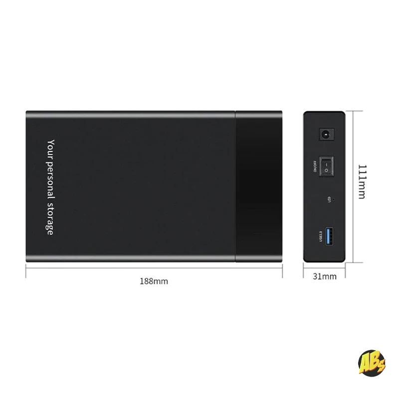 Бокс для жесткого диска HDD 3.5 USB 3.0 SATA III 5 Гбит/с внешний корпус адаптер sata usb чехол