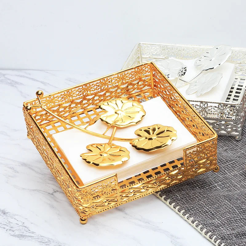 

Настольный держатель для салфеток из кованого железа, полый поднос для салфеток, органайзер для хранения для украшения гостиной и дома