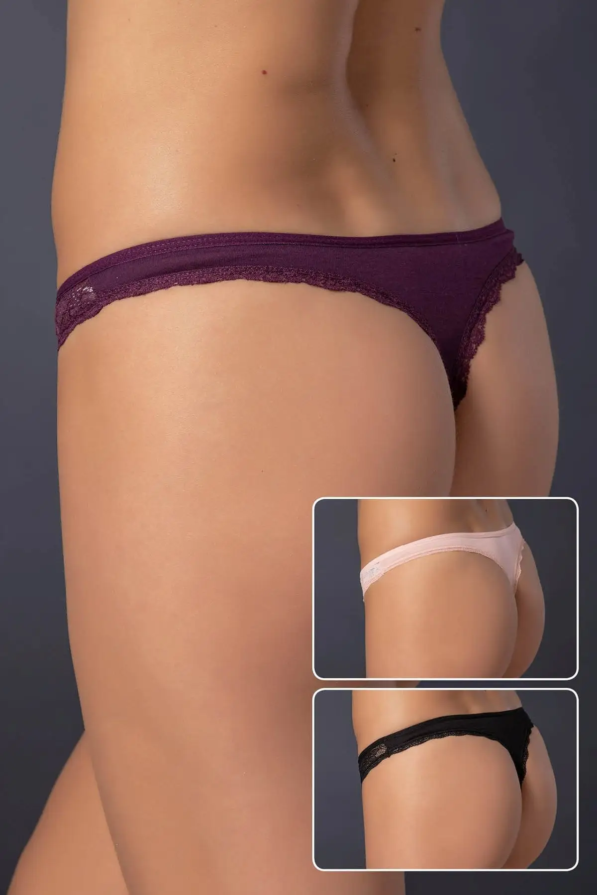 Черные жемчужные женские стринги из хлопка с рюшами и лайкрой |