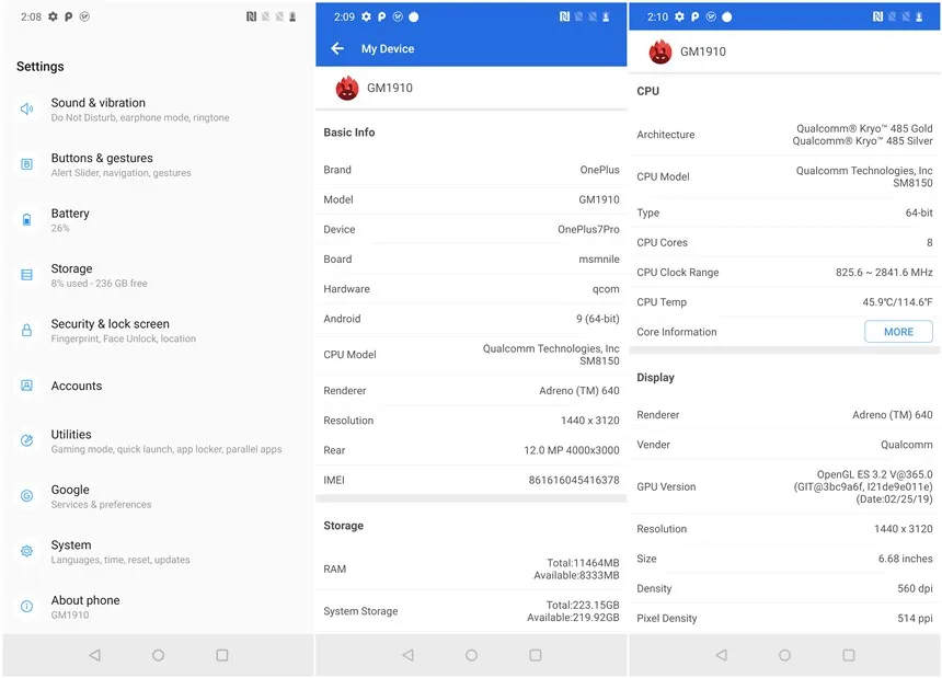 Смартфон Oneplus 7 Pro с глобальной ПЗУ, 6 ГБ, 128 ГБ, Snapdragon 855, 6,67 дюйма, AMOLED экран, 48мп, тройная камера, 30 Вт, зарядное устройство, NFC, 4000 мА/ч