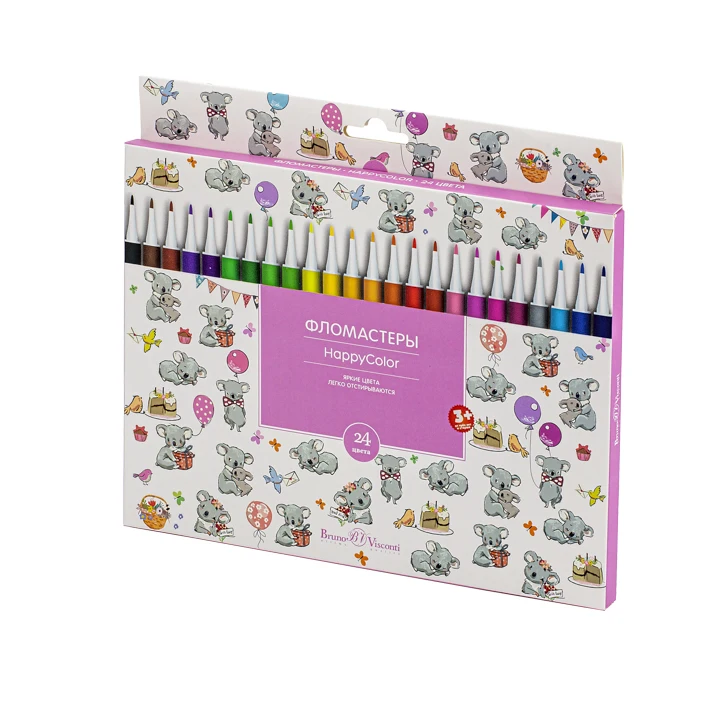 Фломастеры Bruno Visconti 24 цвета 4 вида HappyColor Арт. 32-0026 |