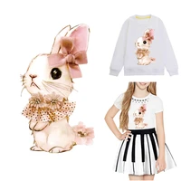 diy lovely rabbit patches animal stickers badges iron on transfers for clothes badge appliques for women kids fashion patches