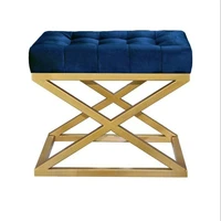 metal cross legs decorative pouf gold pouf navy blue pouf gray pouf makeup table chair foot extension chair small seat