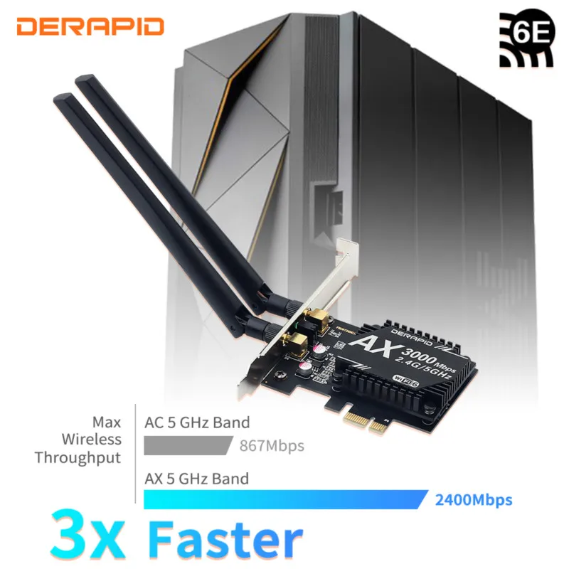 3000 Мбит/с Dual Band Intel AX210 Wi Fi 6E Беспроводной PCI Express адаптер Bluetooth 5 2 Настольный сетевой