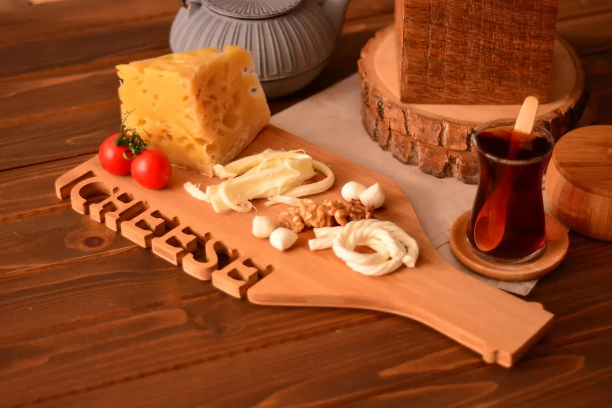 

Bamboo Cheese Presentation Plate Rotating Pernir Plate Turkish Quality Bamboo Special Production