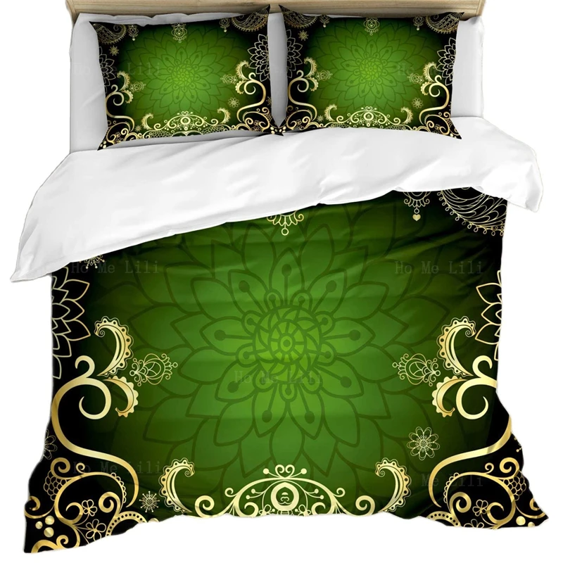 

Mandala Duvet Cover Set Lotus Shade Floral Swirls Dreamcatcher Motif Magic Burning Sun Bohemian Tarot Card Hippie Decor Bedding