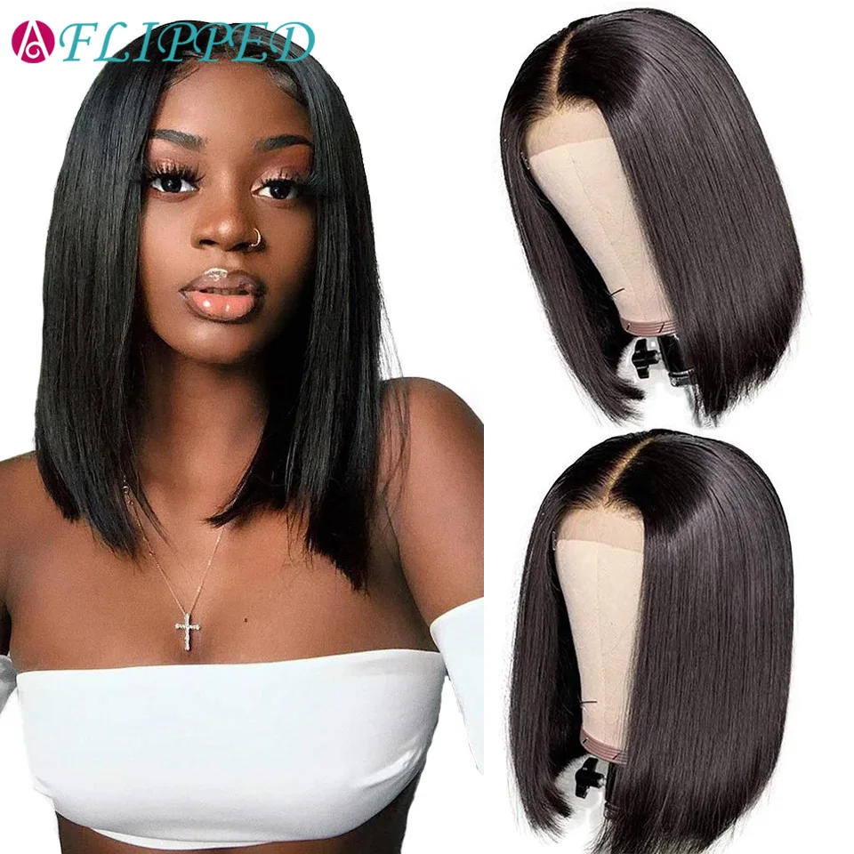 

Бразильские короткие парики боб, прямые волосы с косточками, парики с предварительно выщипанной средней частью, парики с кружевом Боб для ч...