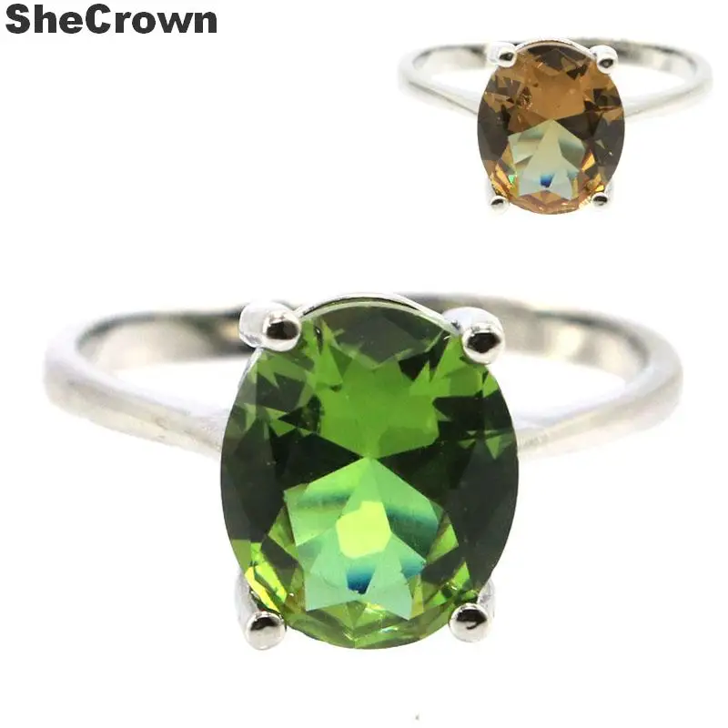 Серебряные кольца SheCrown 12x10 мм с топазом меняющим цвет | Украшения и аксессуары