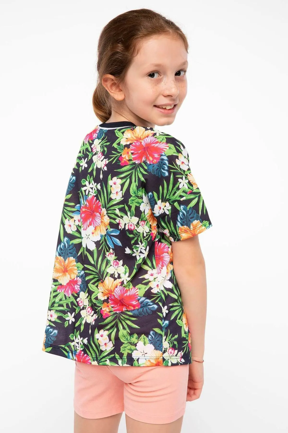 DeFacto Girl Fashion O-neck T-shirt Summer Girls Casual Print Flowers Tee Comfort Loose Short Sleeves - J5824A618HS | Детская одежда и