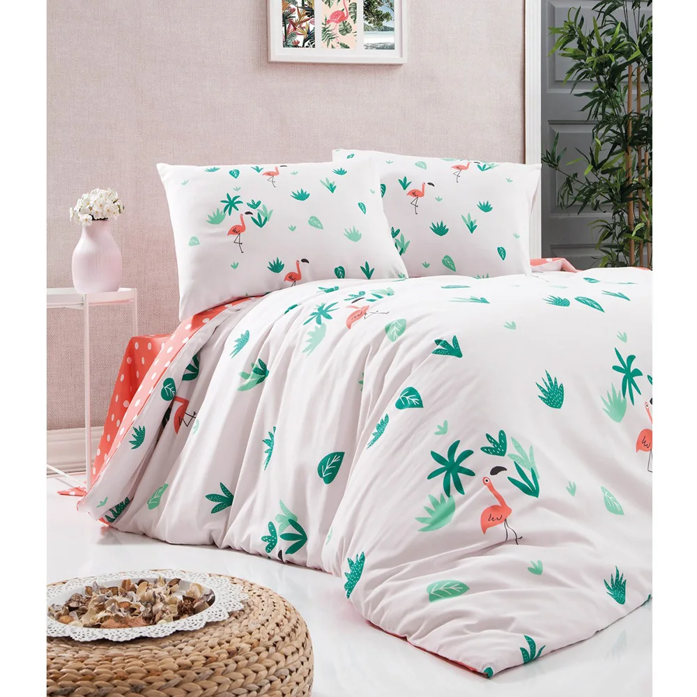 Double Duvet Cover Set Flamingo. Bedding cover pillowcase bed map para parure cotton machine fabric sheet Jordan | Дом и сад