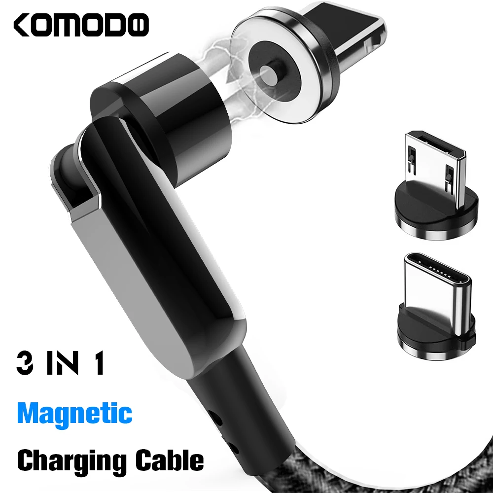 

Magnetic Fast Charging Cable 3A Phone Data Transfer and LED Light - 360°& 180° Rotating