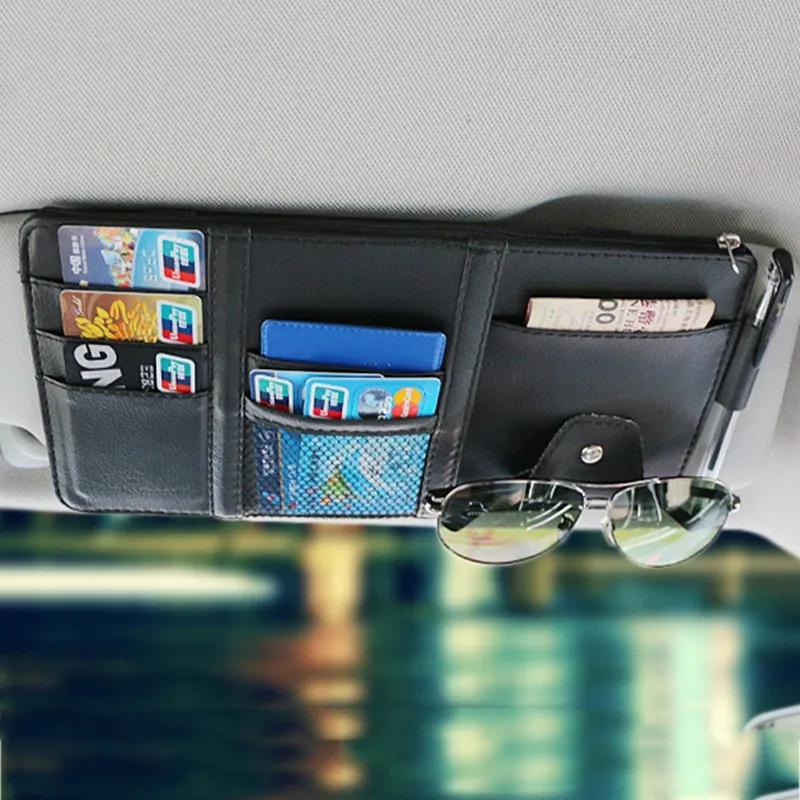 

Car Sun Visor Bill Pen Business Card Holder CD DVD Organizer Storage Box Sunglasses Clip Stowing Tidying Car Accessories