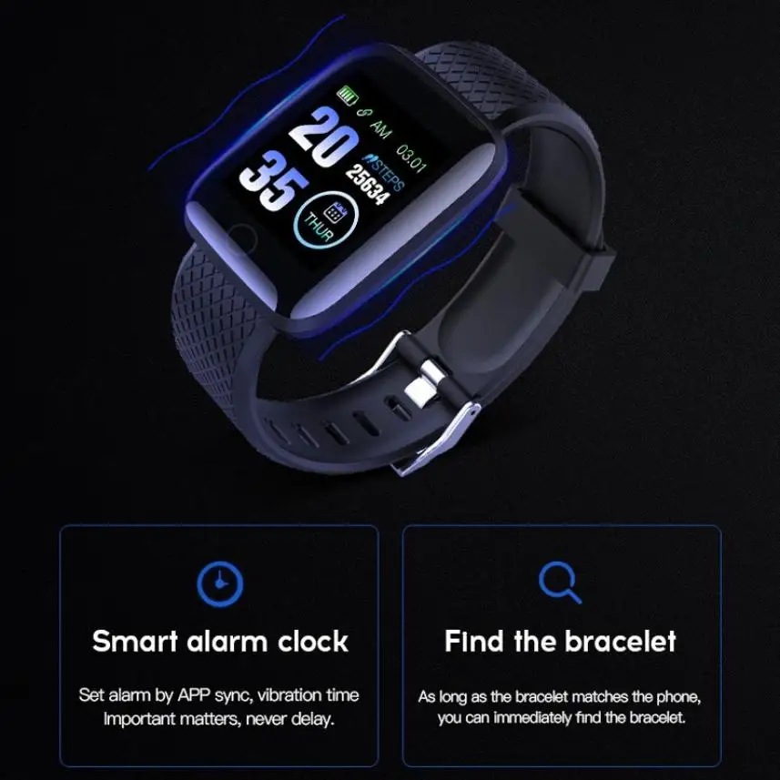 

116 Plus Smart Watch Health Wristband Blood Pressure Heart Rate Monitoring Fitness Tracker Waterproof Sports Smart Bracelet