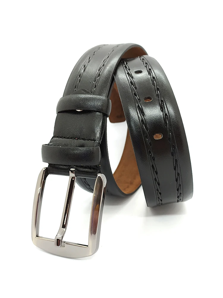 

Genuine Soft Leather Handmade Brown Man Belt High Quality Calfskin Pants Metal Buckle For Casual Gift For Valentine's Day