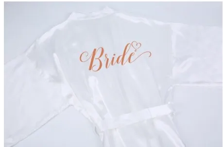 bride rose gold text Sisbigdey Burgundy Satin Kimono Robes women short pajamas dressing gown wine red Bridesmaid Gift team bride Bridal Party Robes - Цвет: bride rose gold text