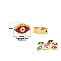 oval beads evil eye gold plated metal spacer beads for jewelry making diy bracelet spacer beads enamel lucky eye charm