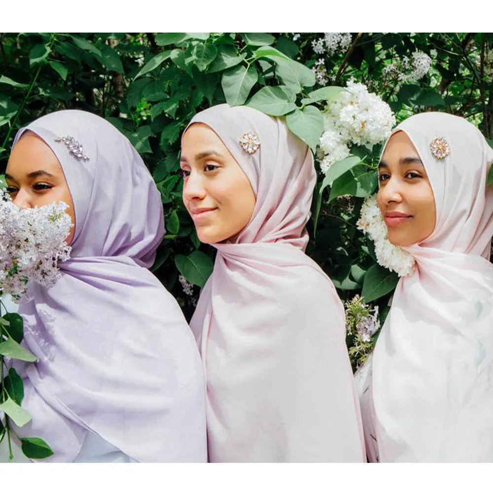 

Шифоновый хиджаб 170 Х70 см, с цветочными бусинами, стразы шарф Мусульманский