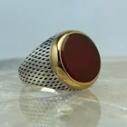 Мужское кольцо из серебра 925 пробы, с агатом