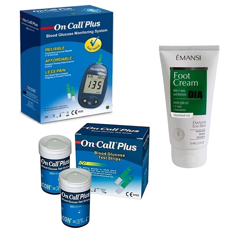 Тест-полоски On Call Plus №50 + крем для диабетика глюкометр в подарок | Красота и