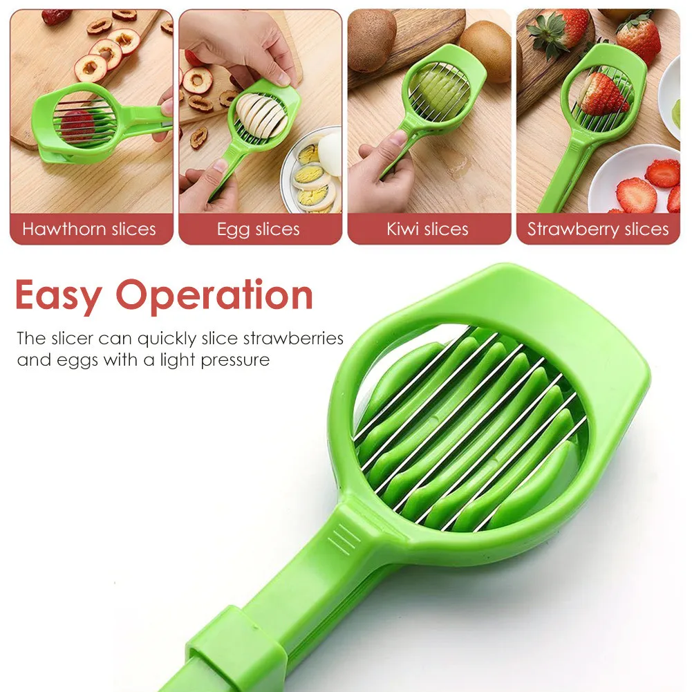 

Stainless Steel Silicone Egg Slicer Fruit Strawberry Kiwi Mango Slicers Garlic Ginger Slicer Vegetable Cutter Kitchen Tool