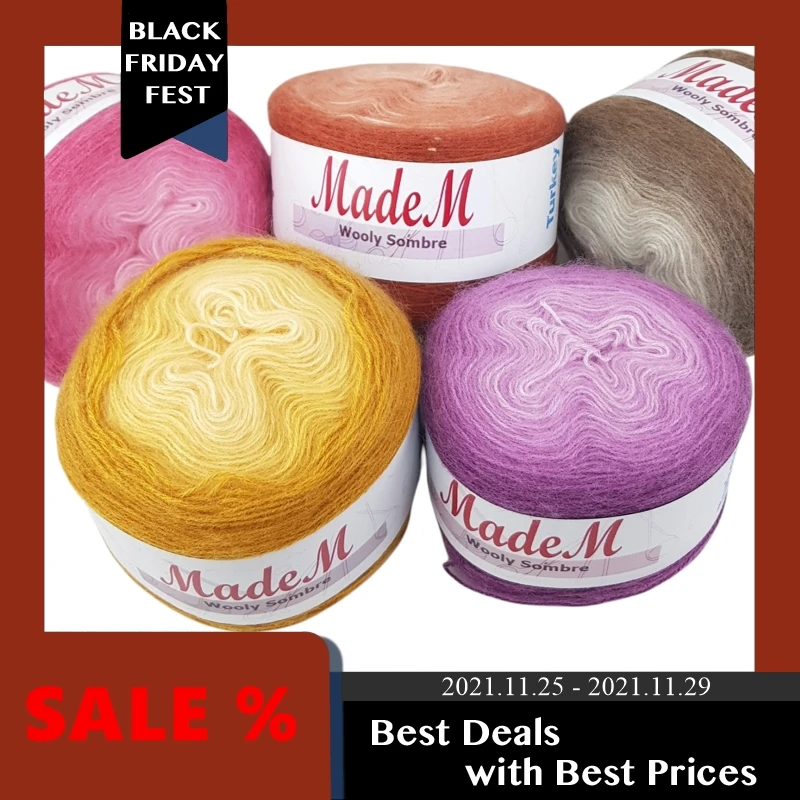 MadeM Wooly Dark ПРЯЖА ТОРТ градиент 100gr-550mt % 20 шерсть 80 акриловая DIY ручное вязание