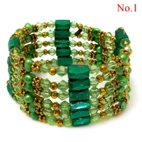 36 inches multi function natural cultured freshwater pearl and green crystal magnet wrap bracelet