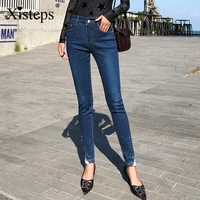 xisteps new 2020 women diamond lace jeans slim casual stretch femme trousers plus size ladies street wear pencil pants