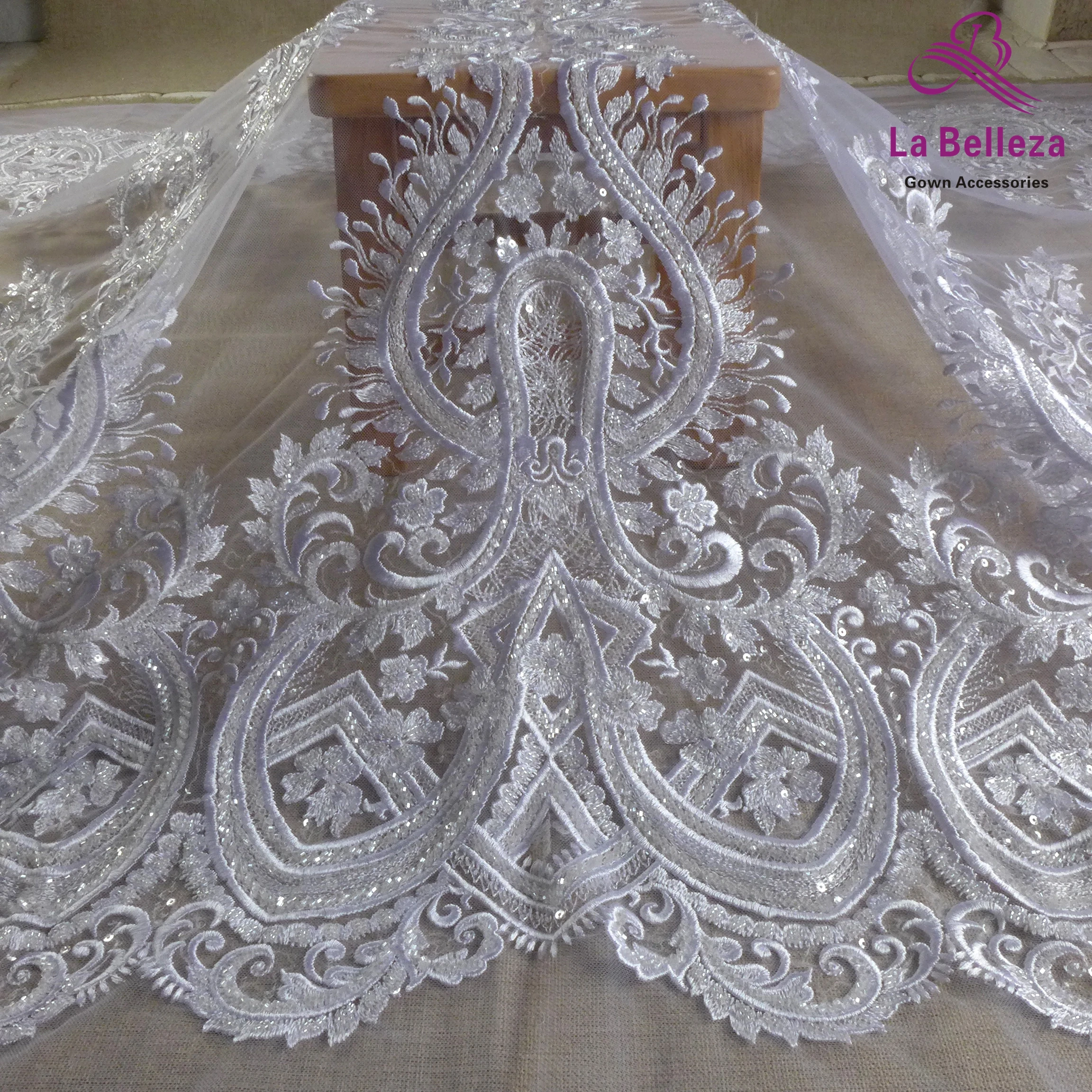 1 ярд белая модная кружевная ткань с бисером и вышивкой французская Тюлевая для