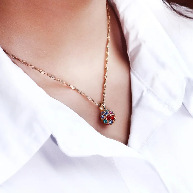 

Ladies Spherical Necklace Colorful Cubic Zirconia Wedding Necklace Anniversary Jewelry Gift