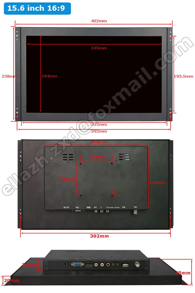ZHIXIANDA G1516 HD 1920*1080 ips промышленный ЖК-монитор TFT открытая рамка Meta чехол 1080P монитор с AV/BNC/VGA/HDMI/USB