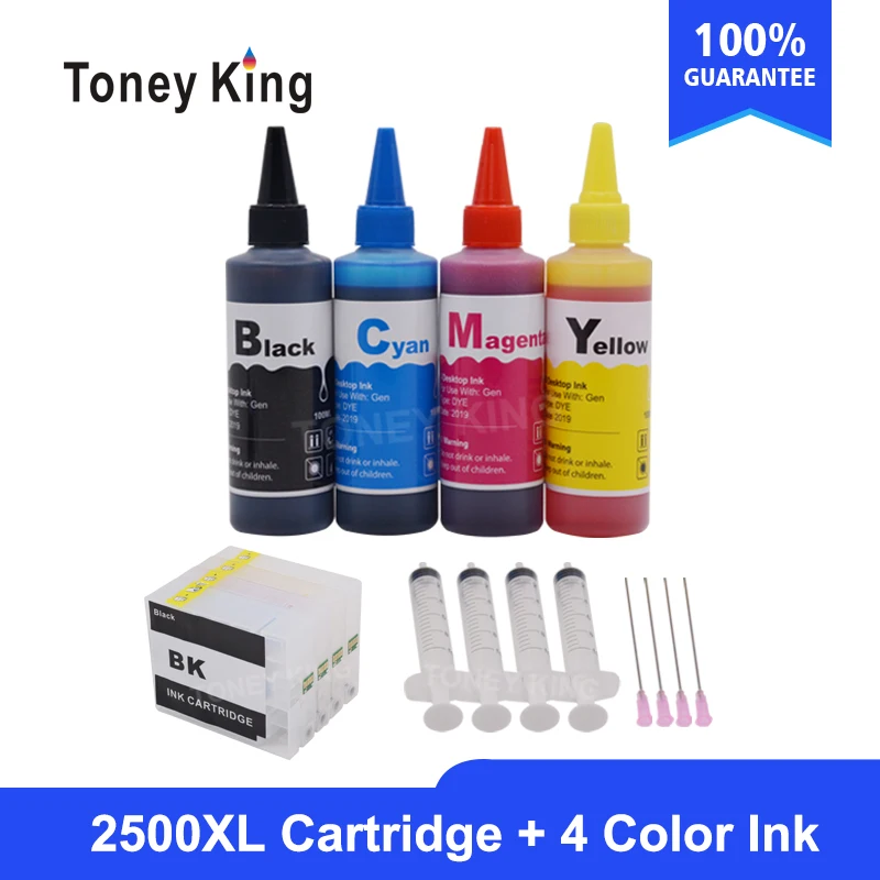 

Toney King Новый PGI-2500 многоразовый чернильный картридж + 4 бутылки красителя чернила для Canon MAXIFY IB4050 Ib4150 MB5050 принтер для PGI2500