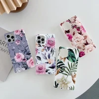 square flower phone case for iphone 11 12 pro max 13 pro max shell shockproof soft silicone back cover for coque iphone 7 8 x xr