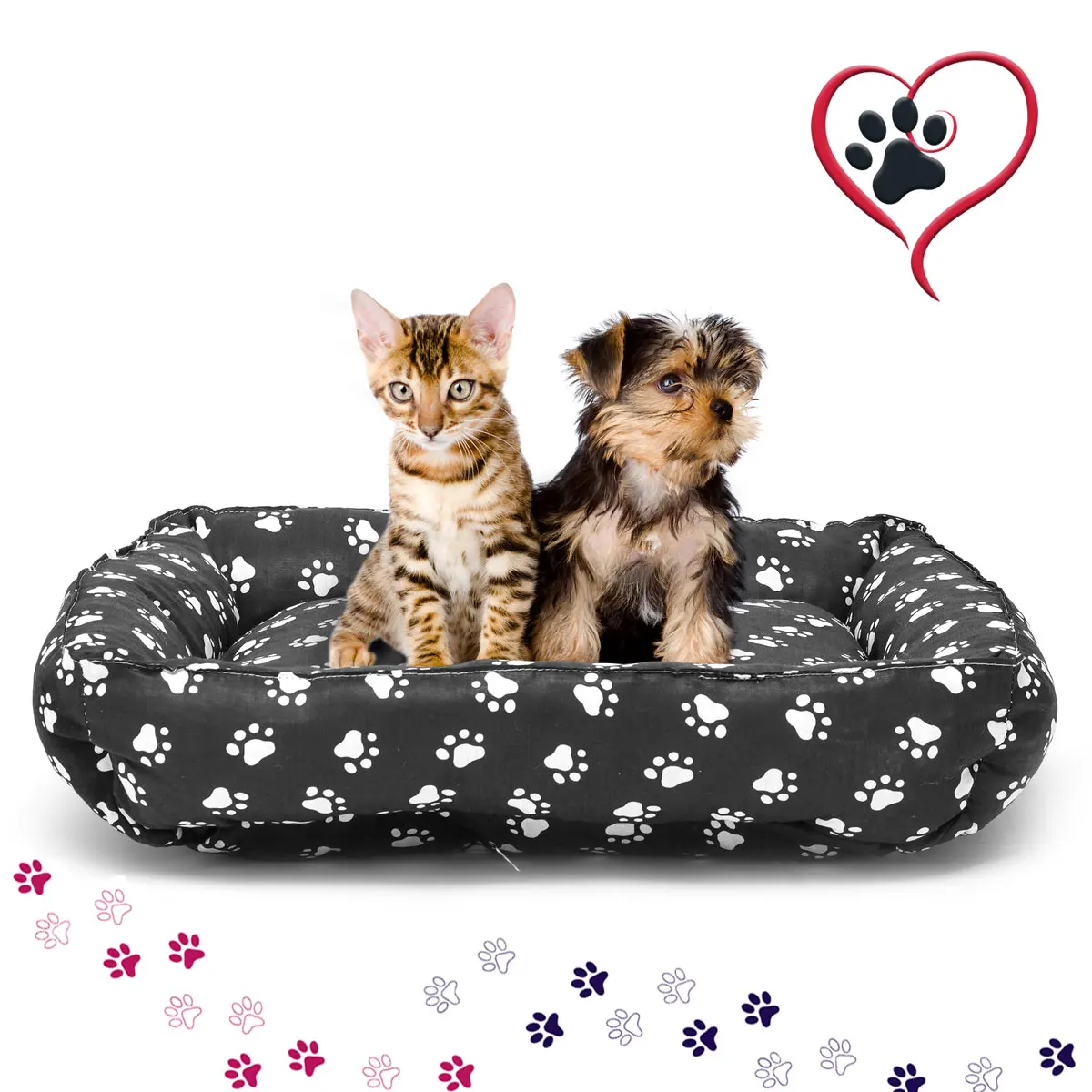 Лежанка для собак и кошек SunBed прямоугольная с низкими бортиками, 60х55 см, лежанка для мелких и средних пород, лежак 2022