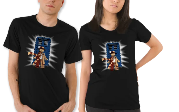 Doctor Who and Tardis as Legos Lego Satire Parody RIPT мужская рубашка средней длины Новая редкая