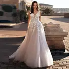 Женское пляжное свадебное платье It's yiiya, белое фатиновое платье с V-образным вырезом, открытой спиной и 3D цветочной аппликацией на бретельках на лето 2020