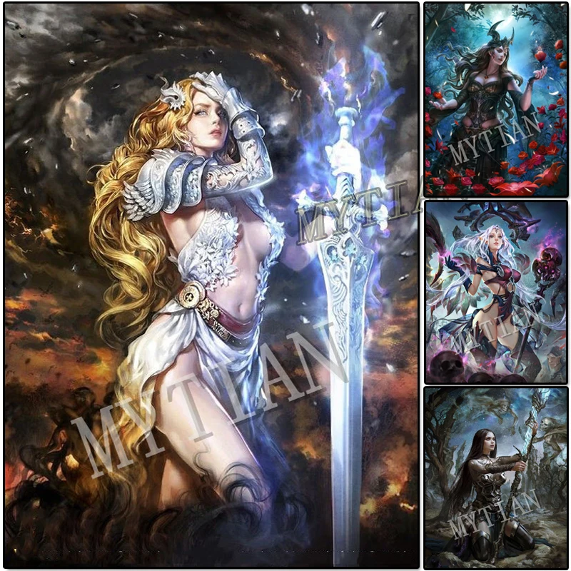 Полноразмерная/круглая Алмазная 5D картина сделай сам фэнтезийная красота