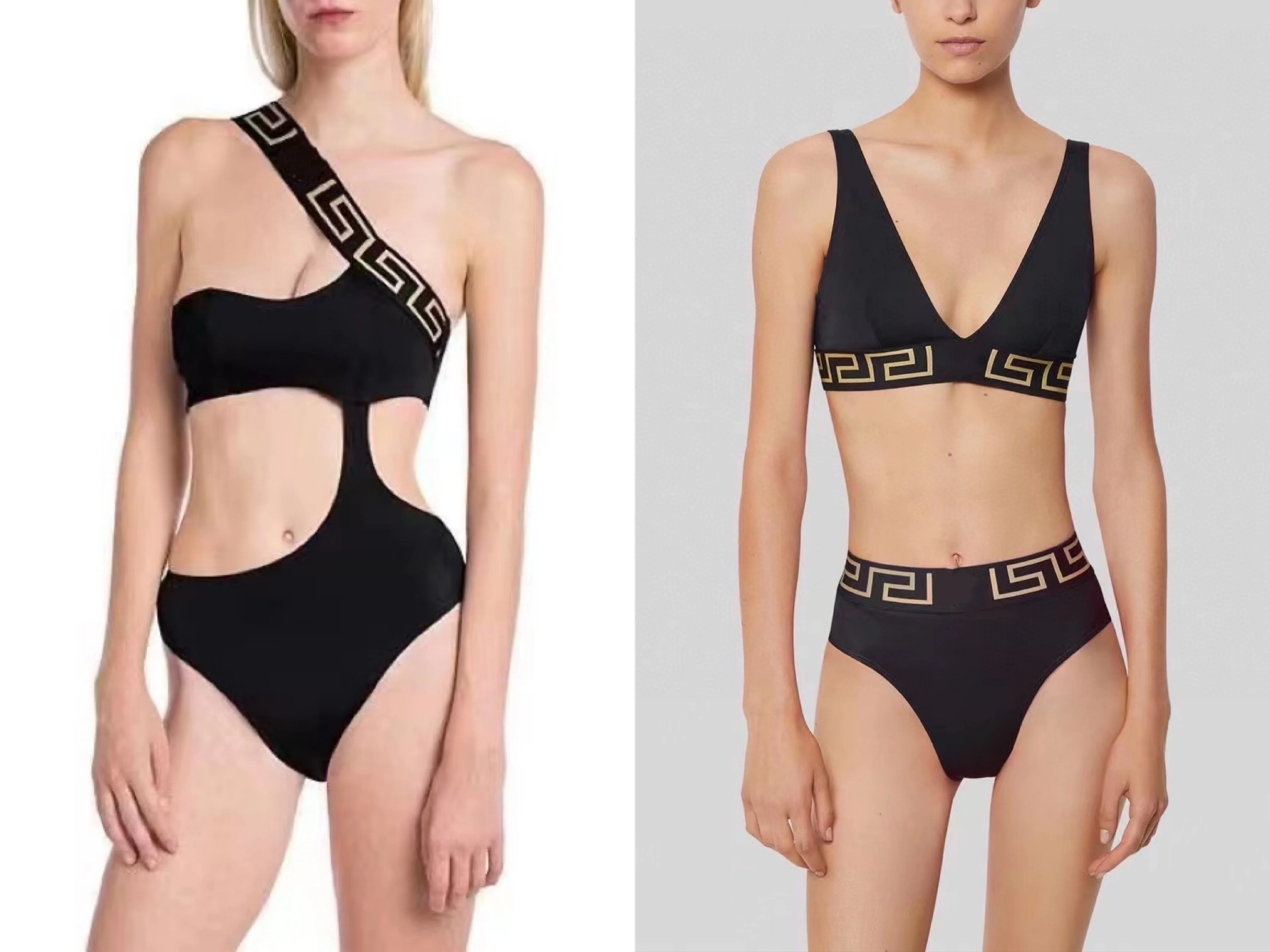 

2022 New Sexy Bikini Suit Luxury Brand Black Summer Solid Color Swimwear Beachwear