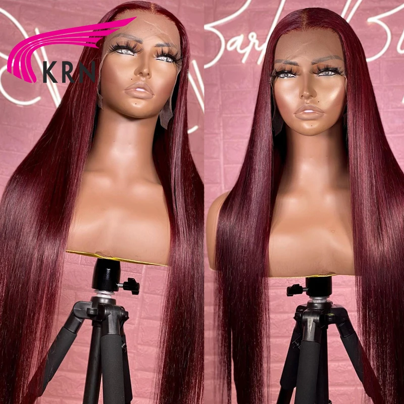 KRN Hair 99J бордовый цвет кружевные передние человеческие волосы стандартные