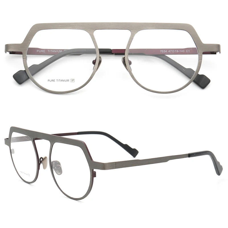 Moda uomo tondo montatura per occhiali ottica retrò donna puro titanio montatura per occhiali montatura per occhiali doppio ponte occhiali da vista anni 80
