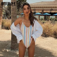 ruhee one piece swimsuit 2021 swimwear women bathing suit stripe biniki swimming suit push up female beach wear swimsuit