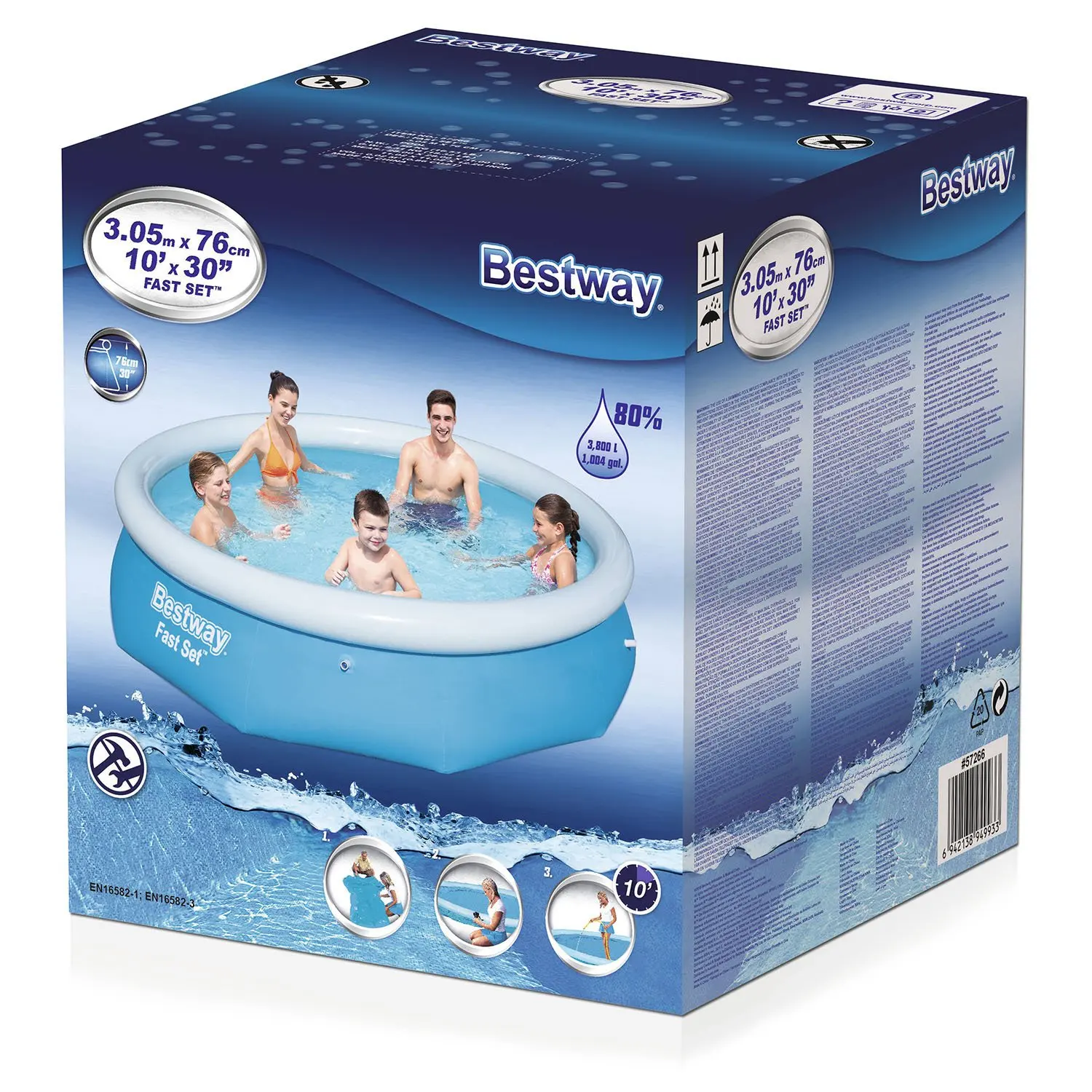 Надувной бассейн Bestway Fast Set 10' x 30"/305х76см 57266 | Мать и ребенок