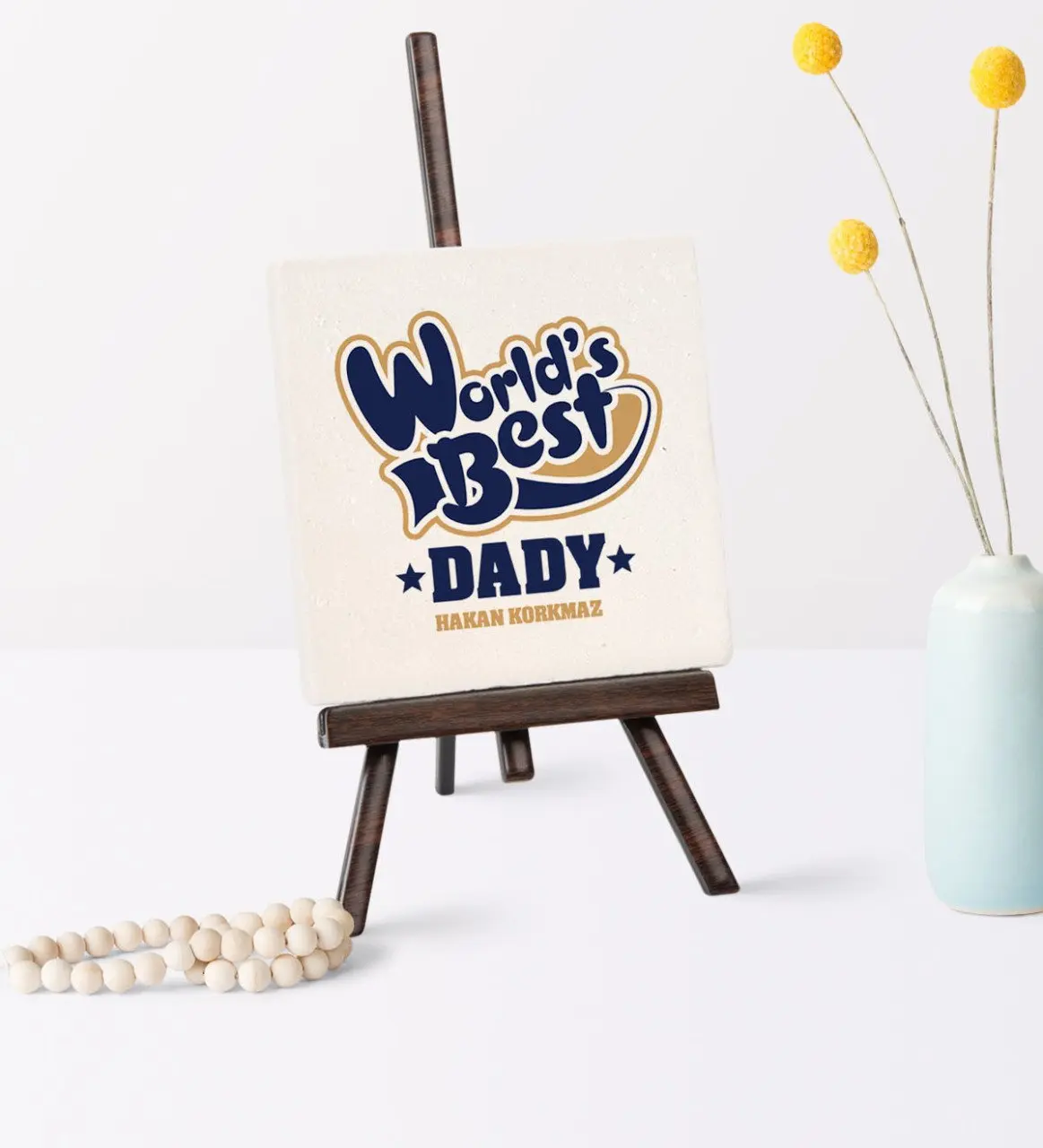 

Father's Day Custom World 'S Best Father Şovaleli Natural Stone-2