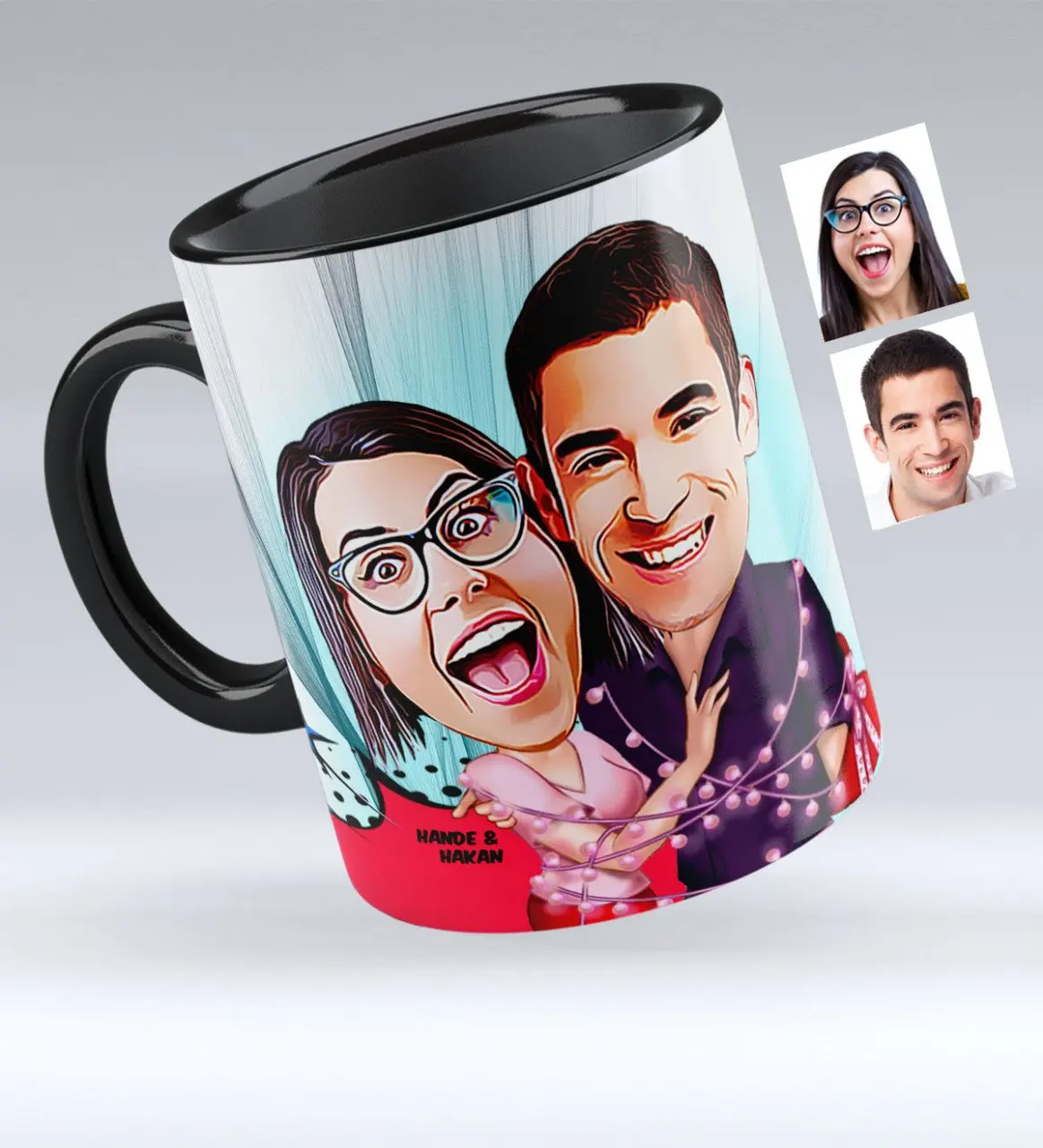 

Personalized Valentine Caricature Of Black Mug cup-2
