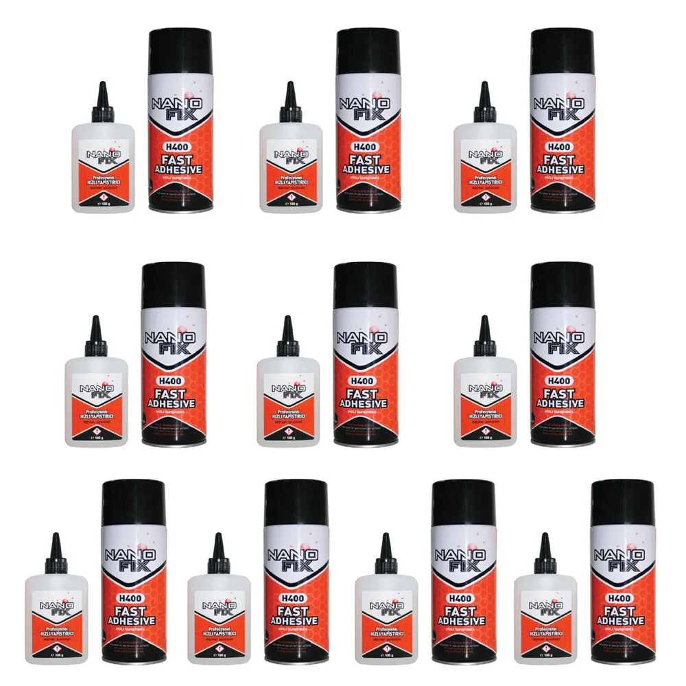 

Nanofix Fast Adhesive (MDF Kit Activator) 400Ml + 100gr Strong Easy and fast adhesive MDF, rubber, leather, marble, liquid adhes