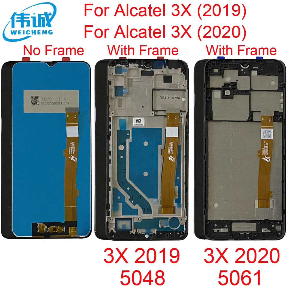 ЖК-дисплей для ALCATEL 3X 2019 5048A OT5048Y 5048U 5048I сенсорный экран дигитайзер рамка в сборе